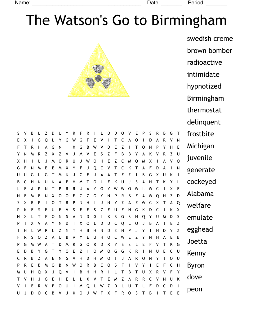 The Watson's Go to Birmingham Word Search
