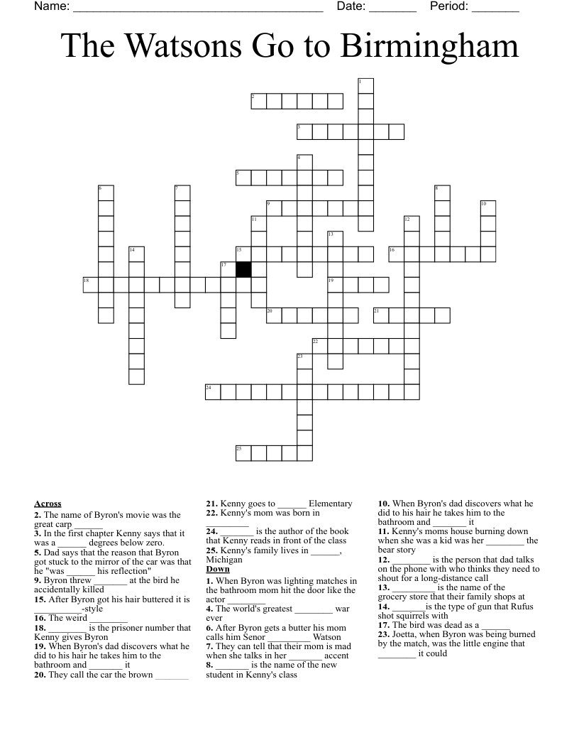The Watsons Go to Birmingham Crossword