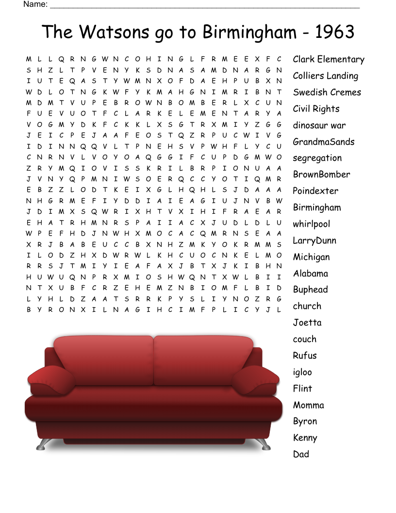 The Watsons go to Birmingham - 1963 Word Search