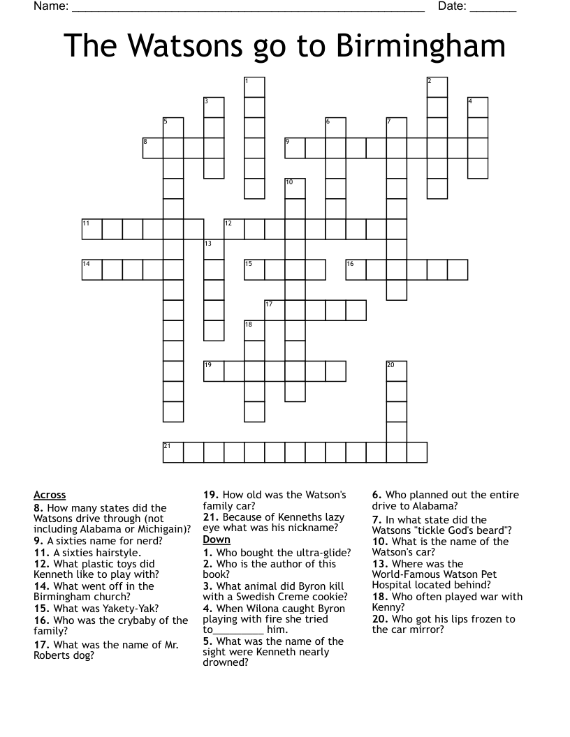 The Watsons go to Birmingham  Crossword