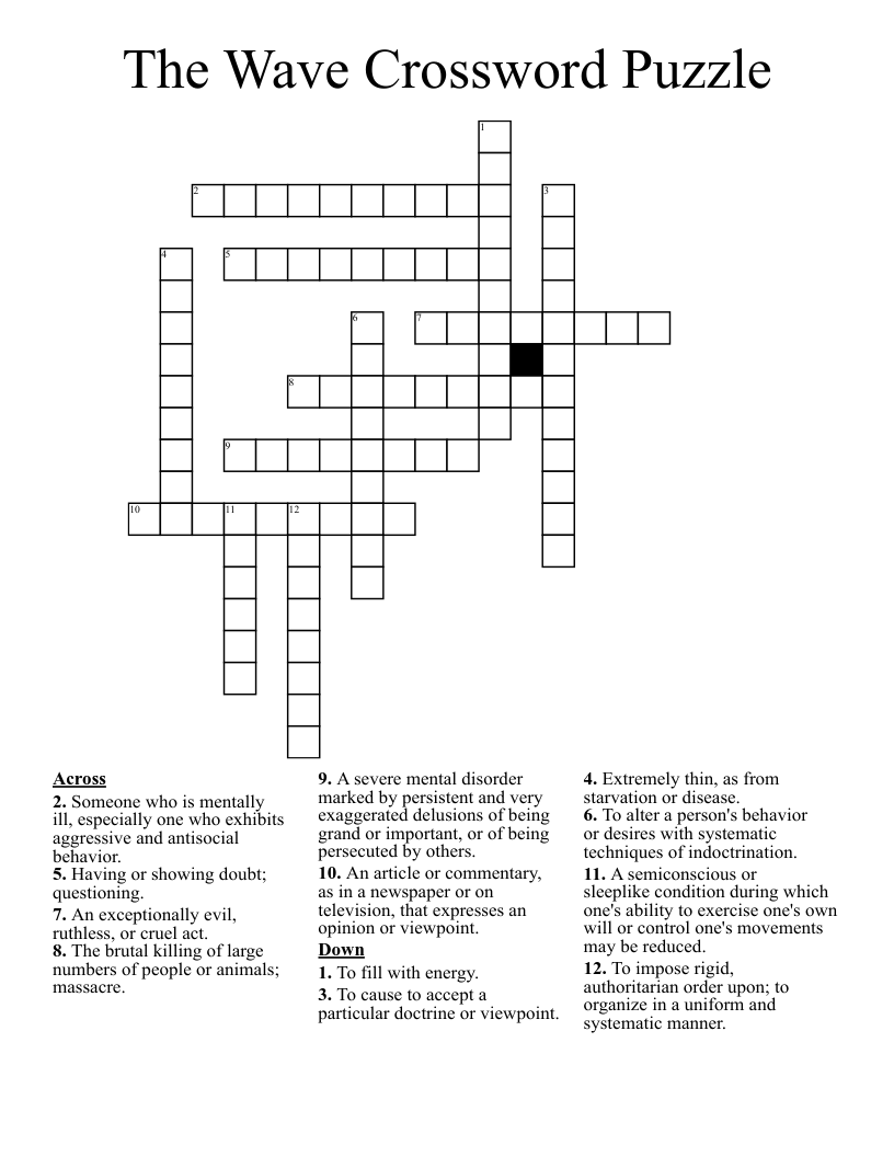 The Wave Crossword Puzzle
