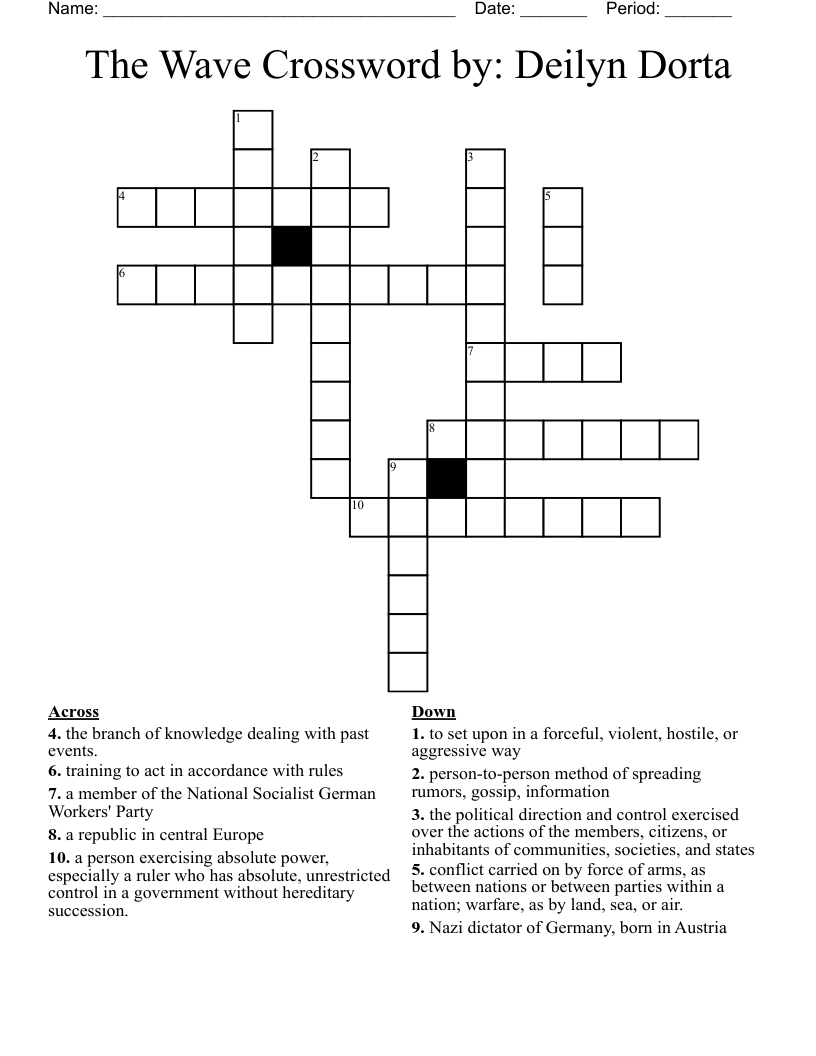 The Wave Crossword by: Deilyn Dorta