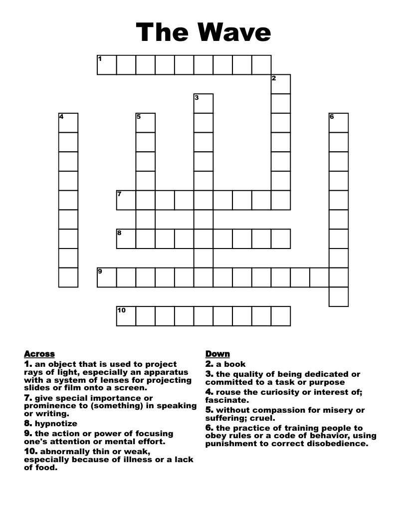 The Wave  Crossword
