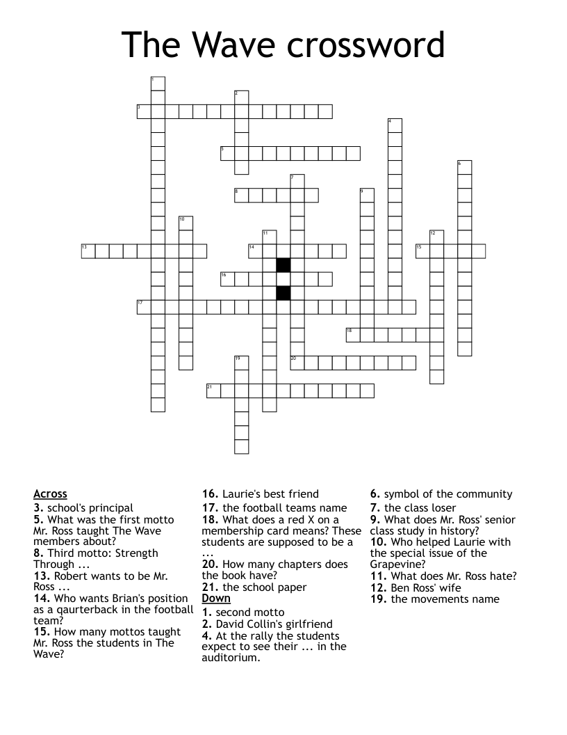 The Wave crossword