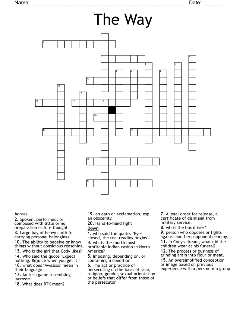 The Way Crossword