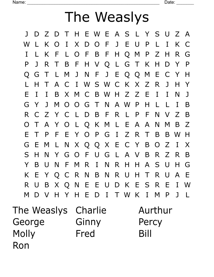 The Weaslys Word Search