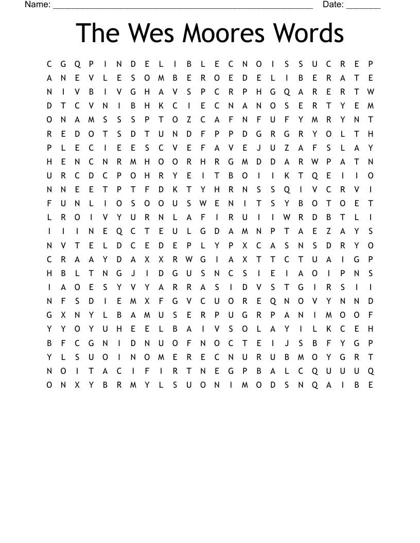 The Wes Moores Words Word Search