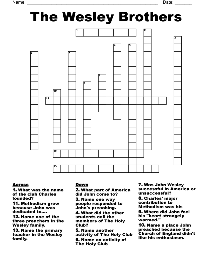 The Wesley Brothers Crossword