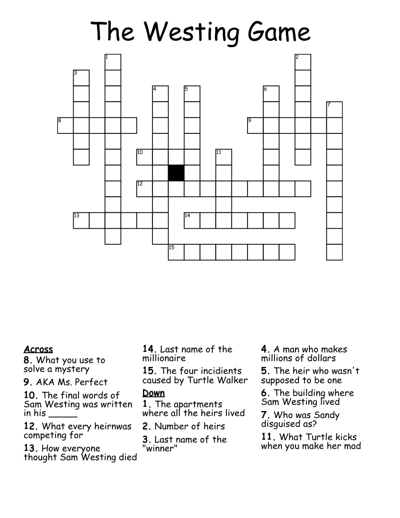The Westing Game Crossword