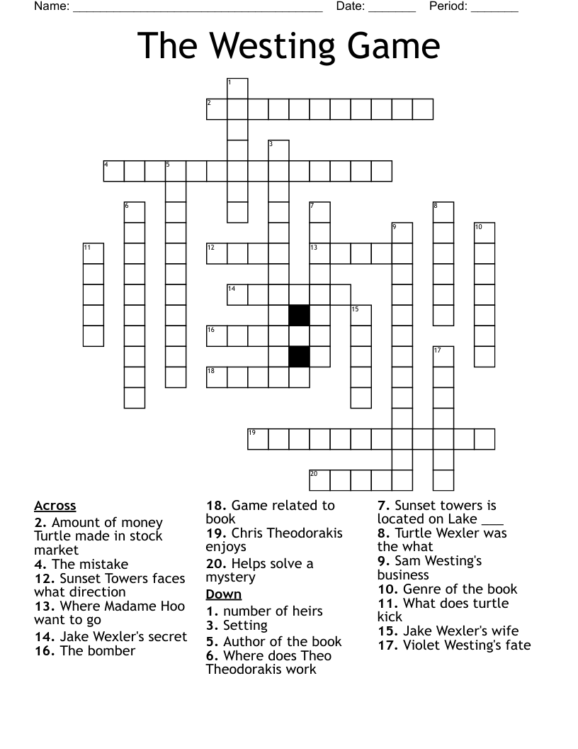 The Westing Game Crossword
