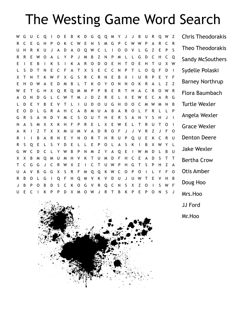 The Westing Game Word Search