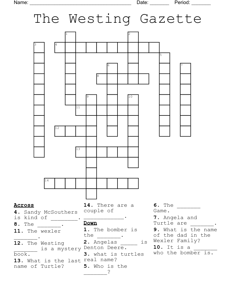 The Westing Gazette  Crossword