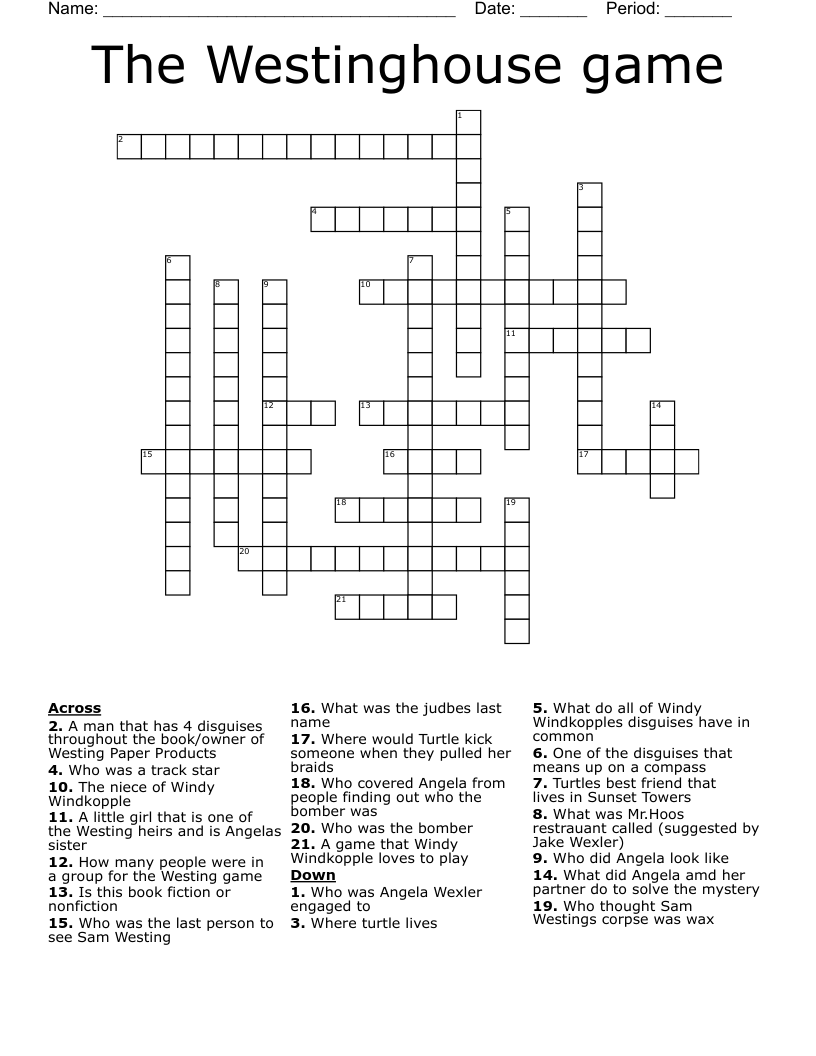 The Westinghouse game Crossword