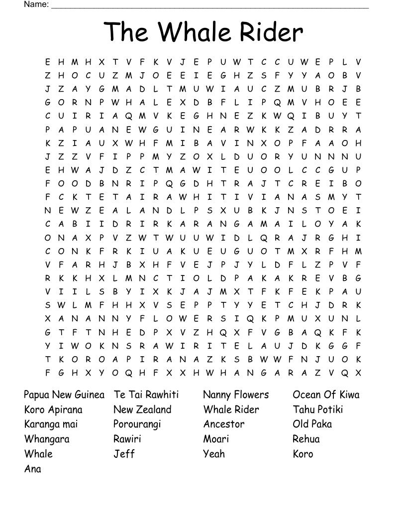 The Whale Rider Word Search