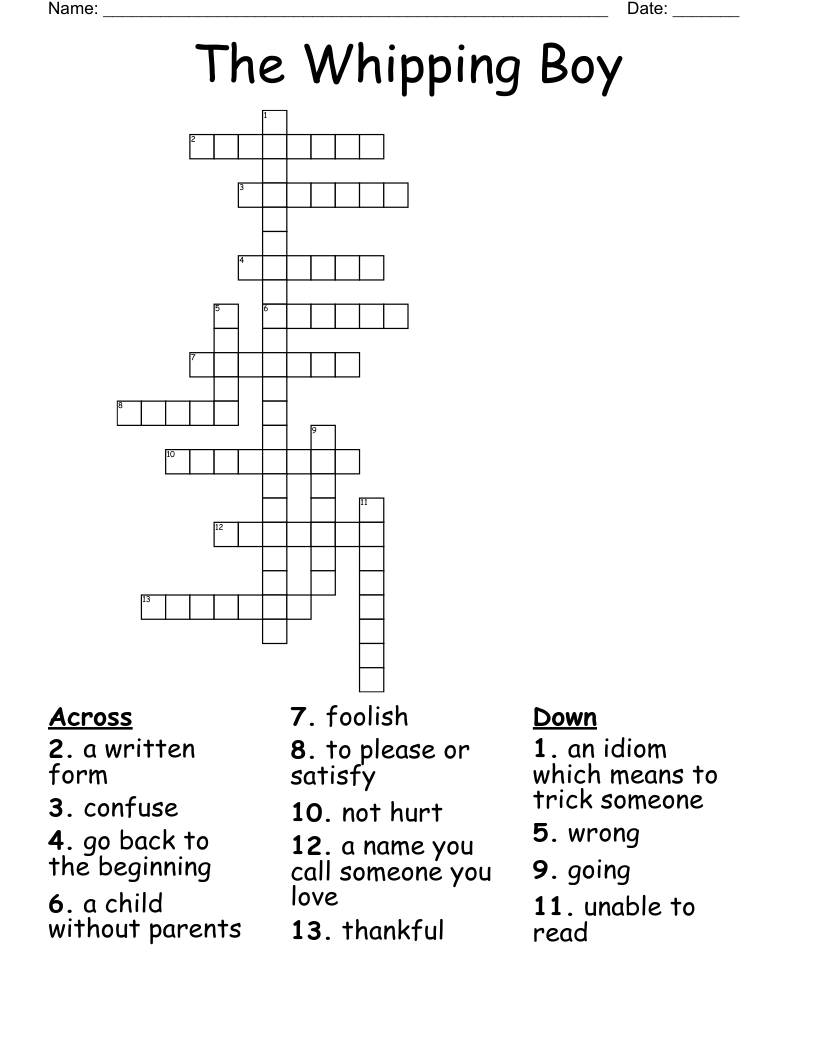 The Whipping Boy Crossword