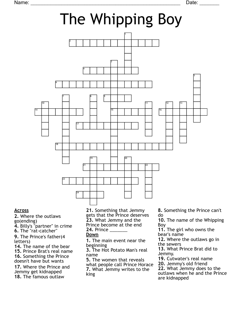 The Whipping Boy Crossword