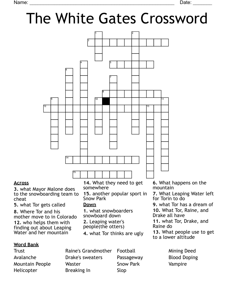 The White Gates Crossword