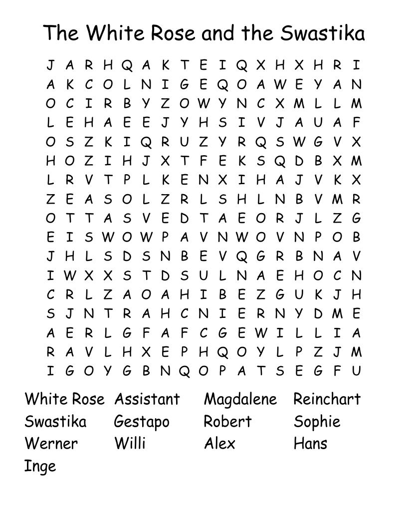 The White Rose and the Swastika Word Search