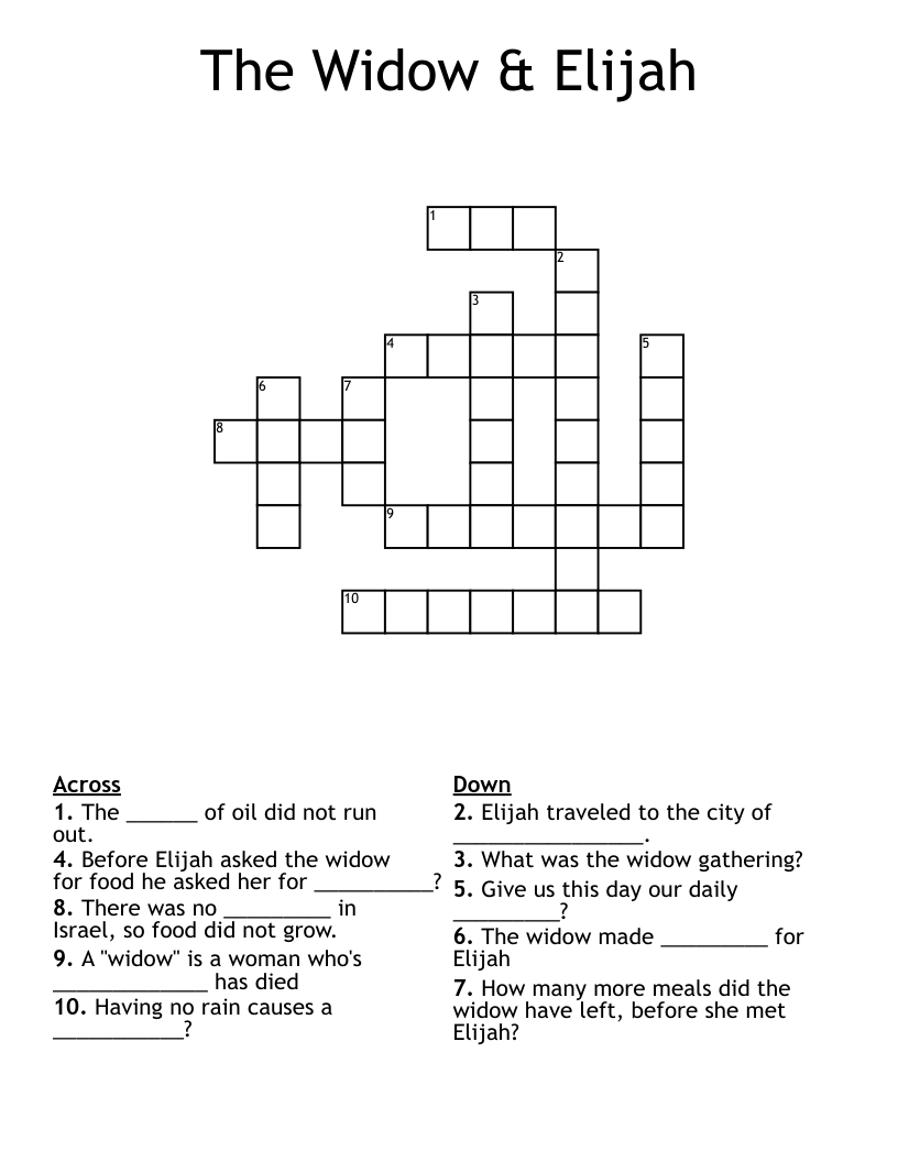 The Widow & Elijah Crossword
