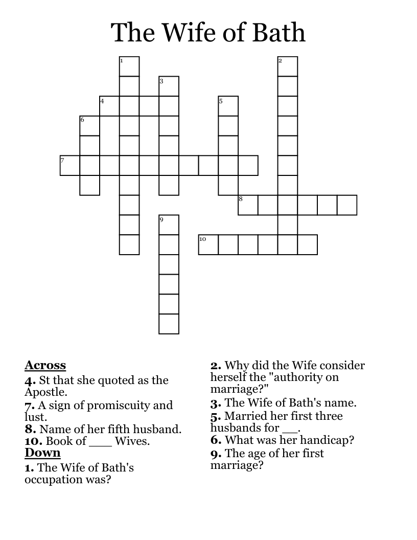 The Wife of Bath Crossword