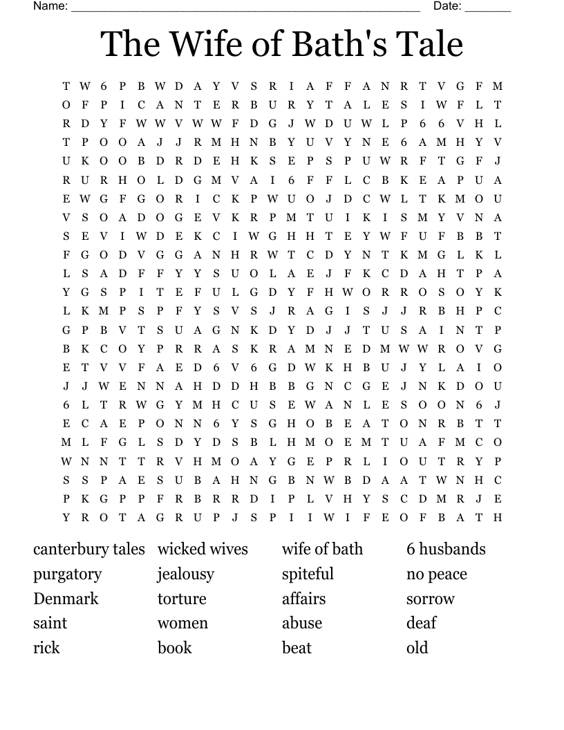 The Wife of Bath's Tale Word Search