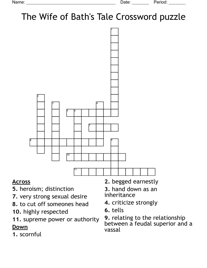 The Wife of Bath's Tale Crossword puzzle