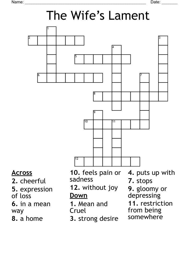 The Wife’s Lament Crossword