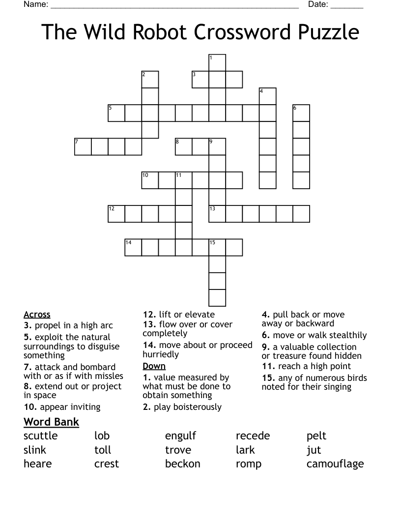 The Wild Robot Crossword Puzzle