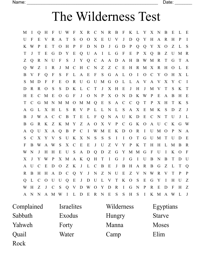 The Wilderness Test Word Search