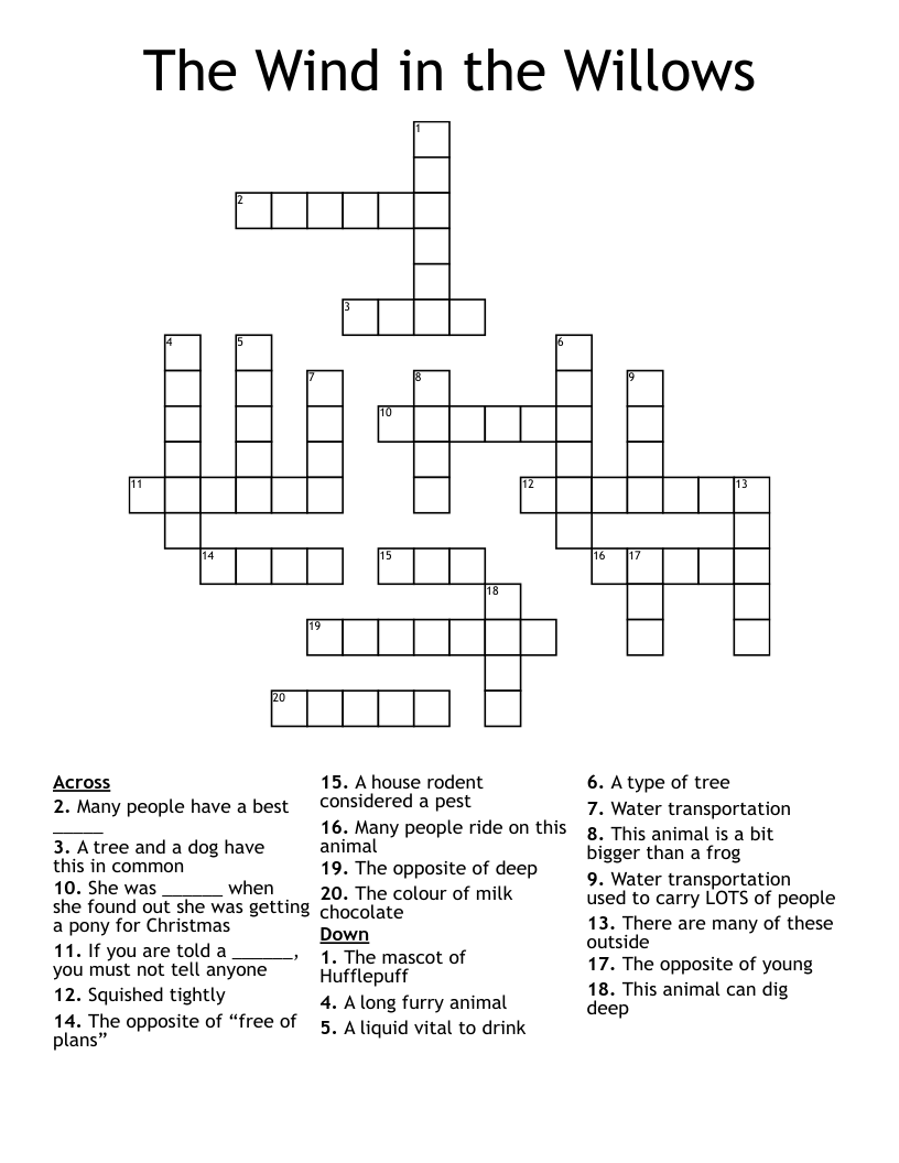 The Wind in the Willows Crossword