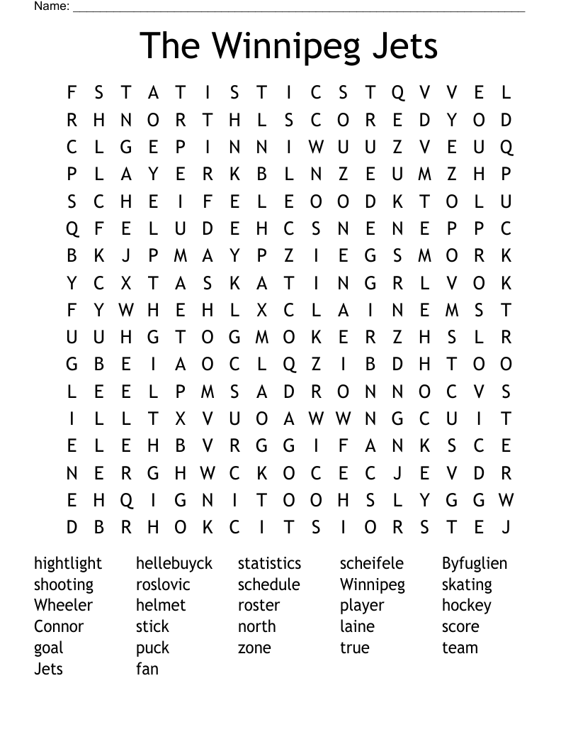 The Winnipeg Jets Word Search
