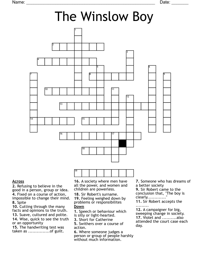 The Winslow Boy Crossword