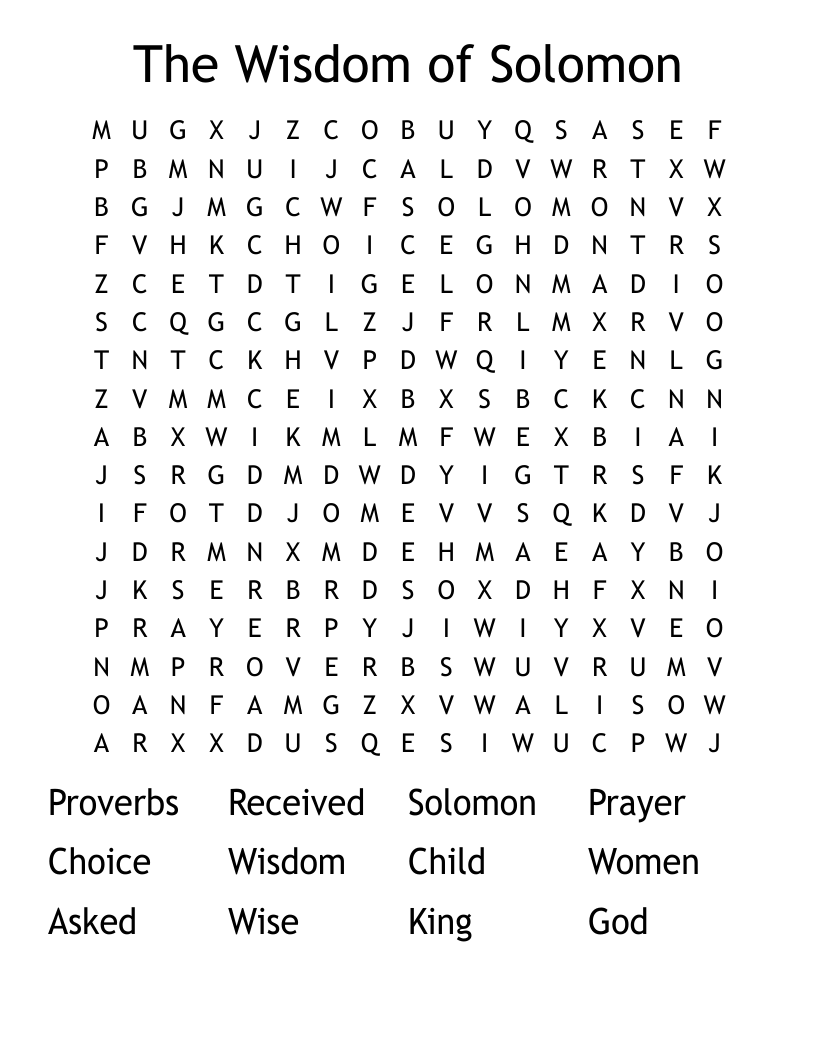 The Wisdom of Solomon Word Search