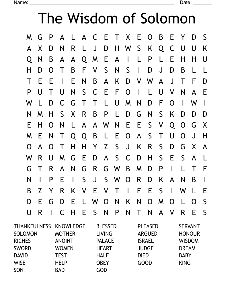 The Wisdom of Solomon  Word Search
