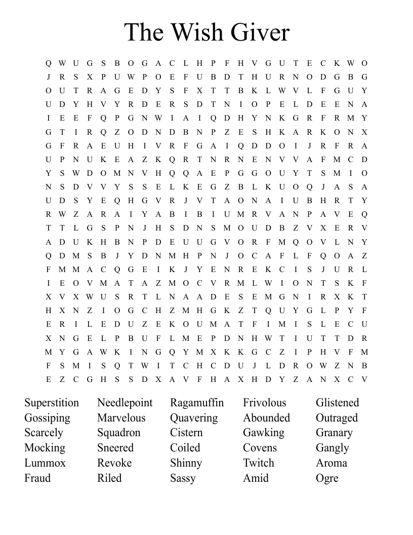 The Wish Giver Word Search