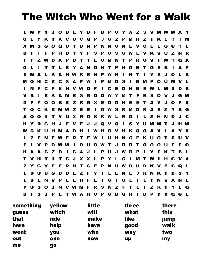 The Witch Who Went for a Walk Word Search