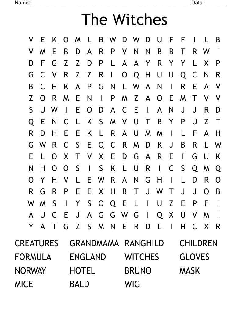 The Witches Word Search