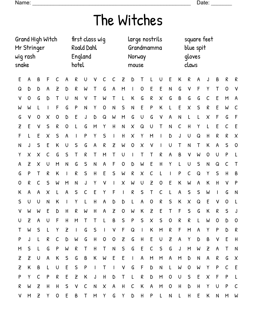 The Witches Word Search
