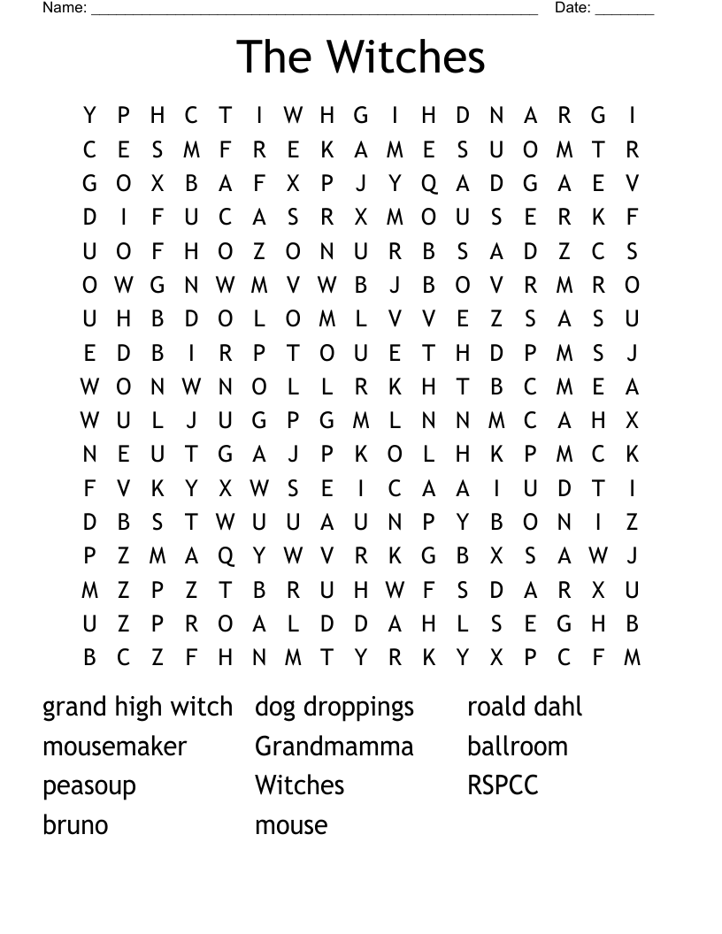 The Witches Word Search