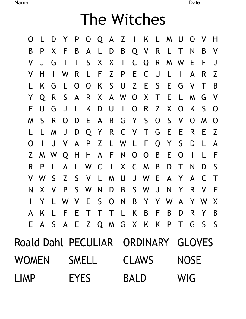 The Witches Word Search