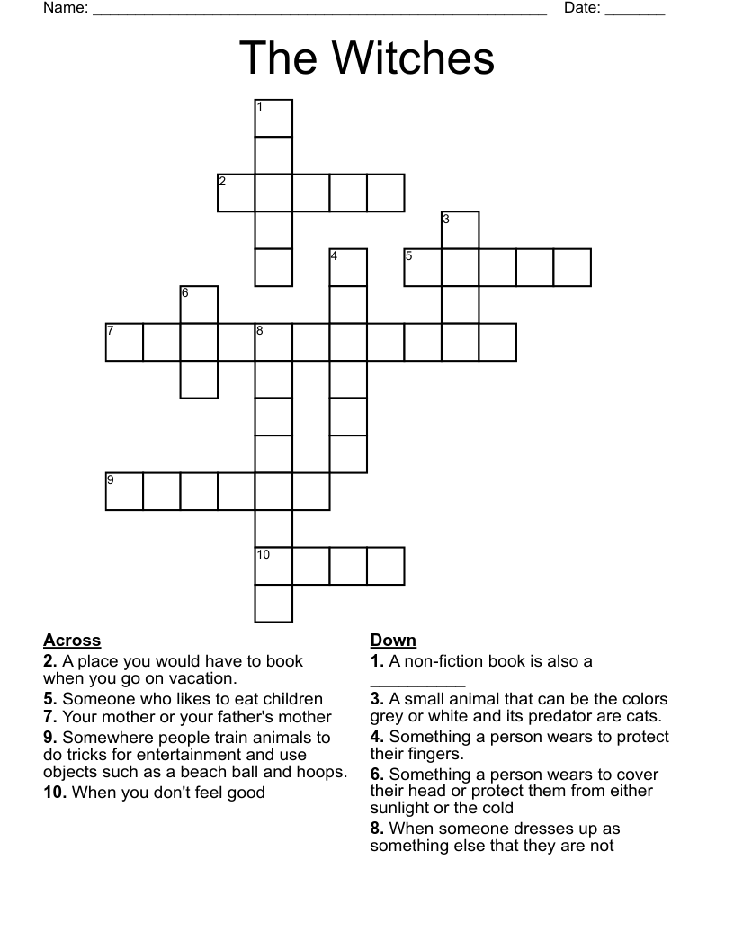 The Witches  Crossword
