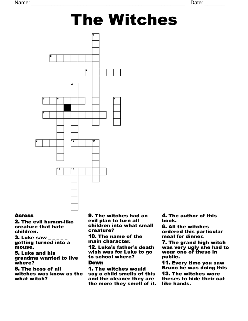 The Witches  Crossword