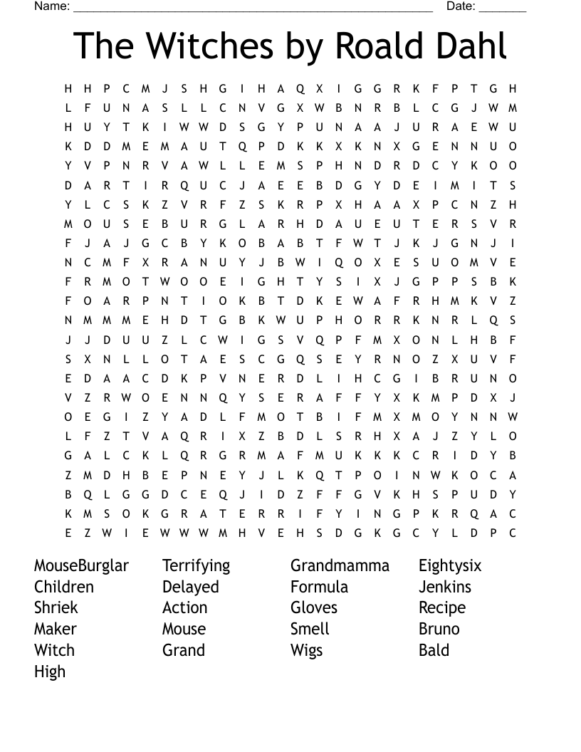 The Witches by Roald Dahl Word Search