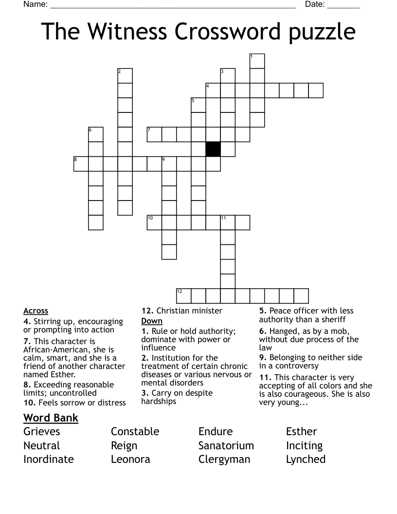 The Witness Crossword puzzle