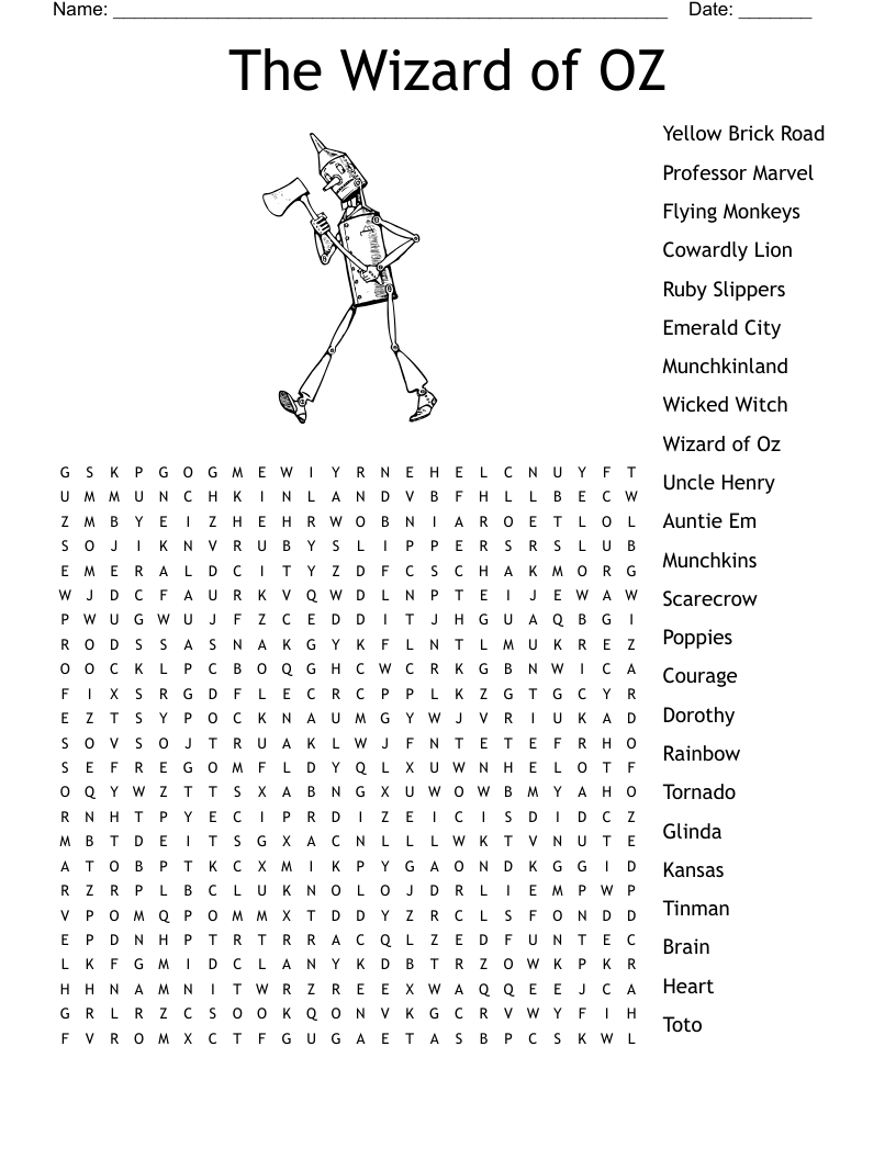 The Wizard of OZ Word Search