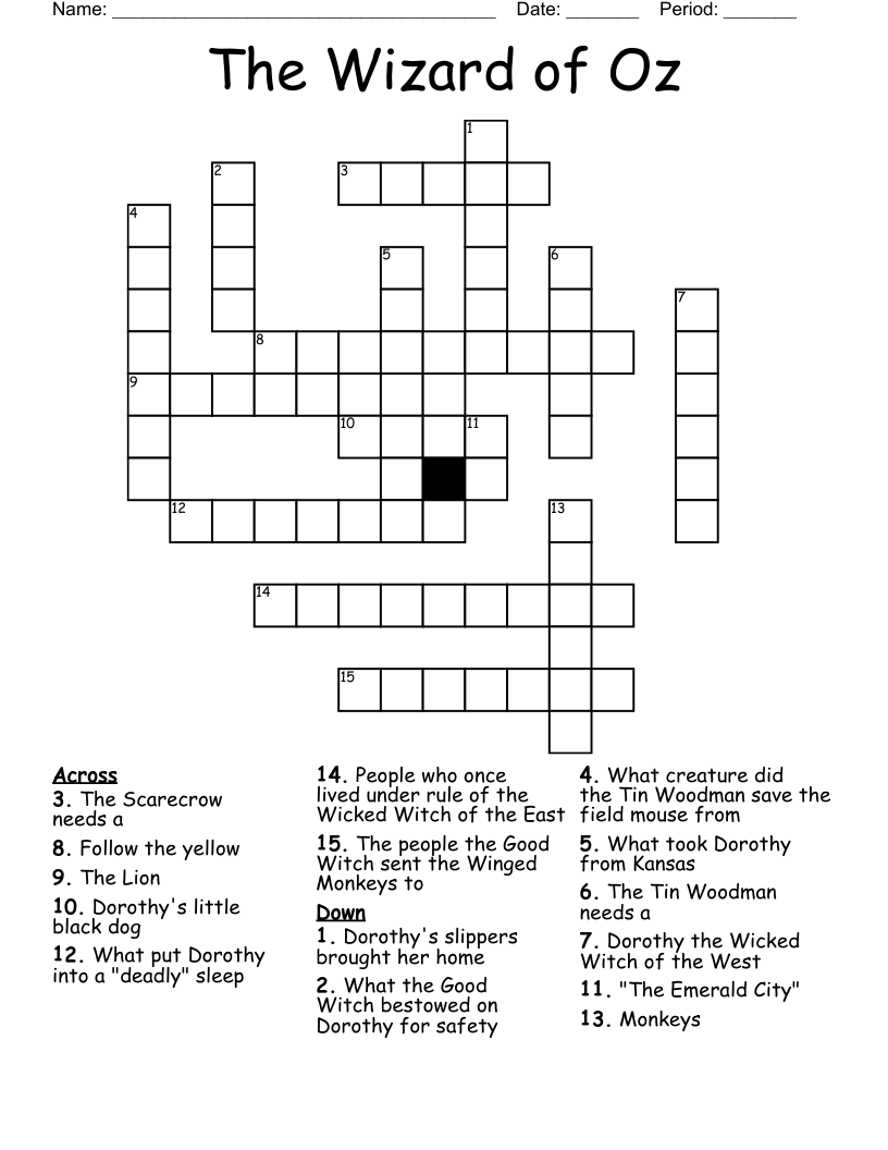 The Wizard of Oz Crossword