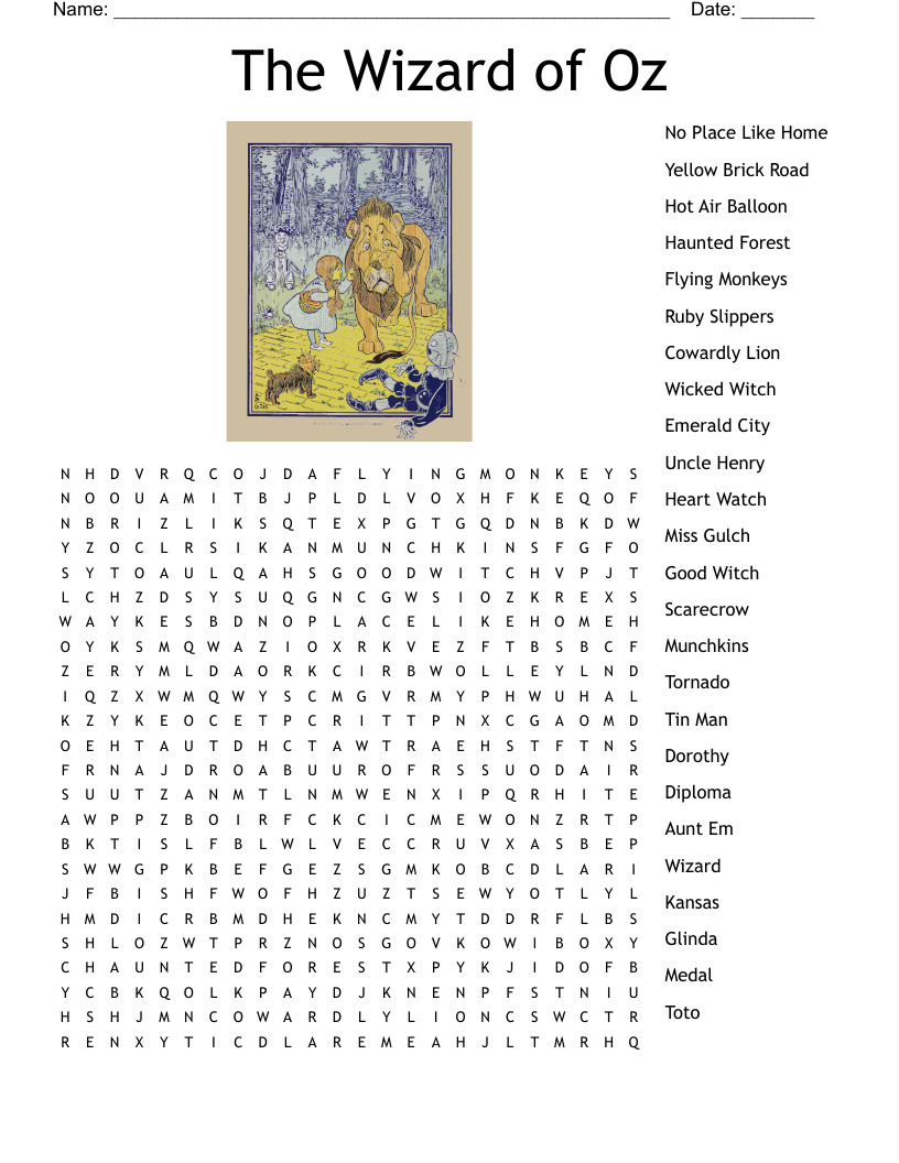 The Wizard of Oz Word Search