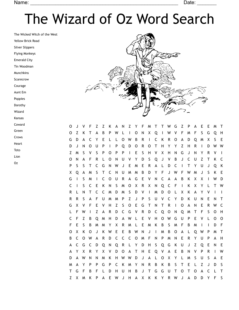 The Wizard of Oz Word Search