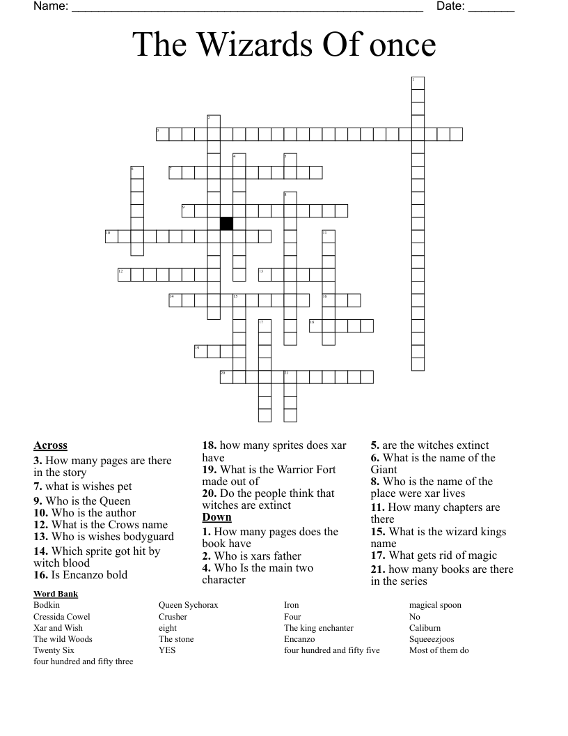 The Wizards Of once Crossword