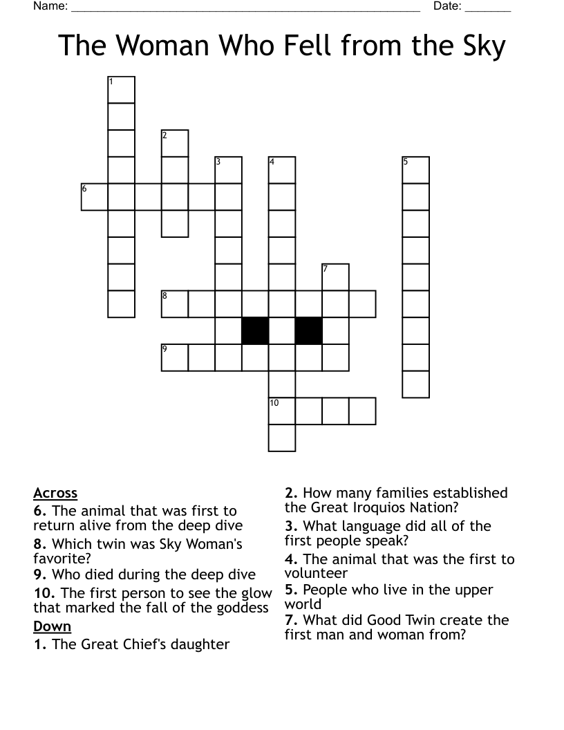 The Woman Who Fell from the Sky Crossword